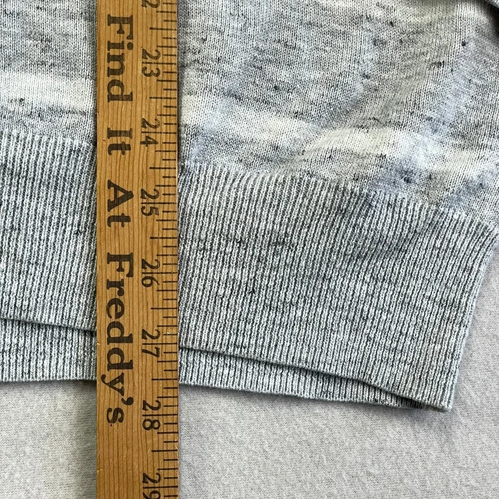 J.CREW Sweater Mens Large Grey Striped Heather Shawl Neck Pullover Cotton Preppy